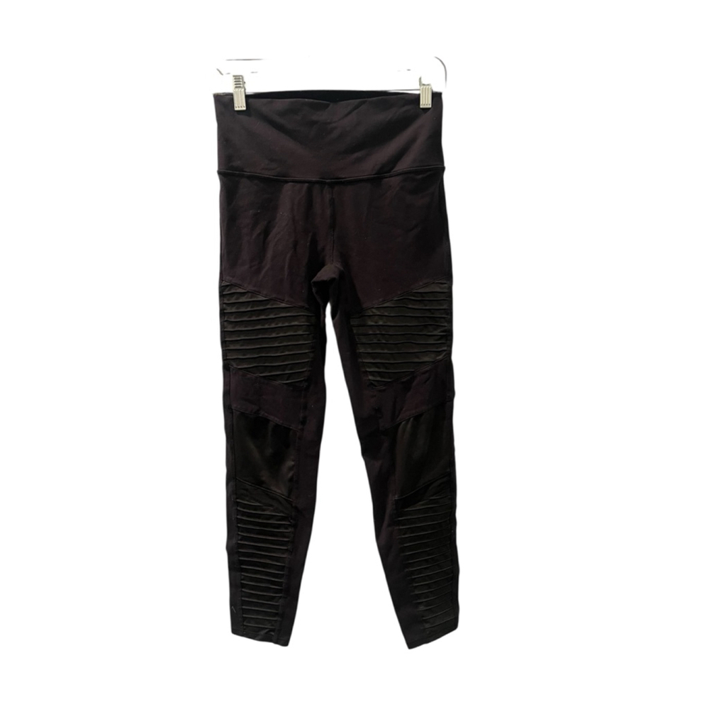 ALO Yoga Moto Black Ribbed Workout Leggings Women's Size Medium Casual Gym Sport
